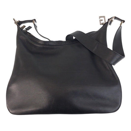 GUCCI Shoulder Bag 001-3341 leather Black SilverMetal Women Used Authentic