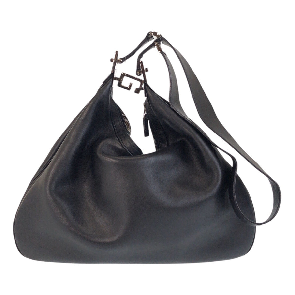 GUCCI Shoulder Bag 001-3341 leather Black SilverMetal Women Used Authentic