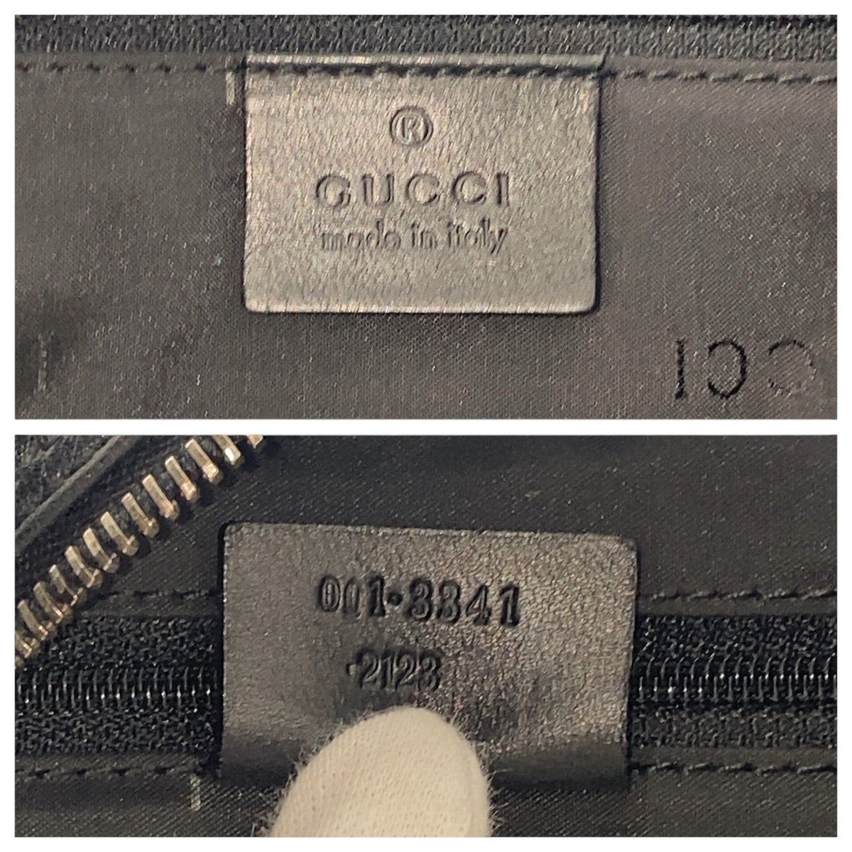 GUCCI Shoulder Bag 001-3341 leather Black SilverMetal Women Used Authentic