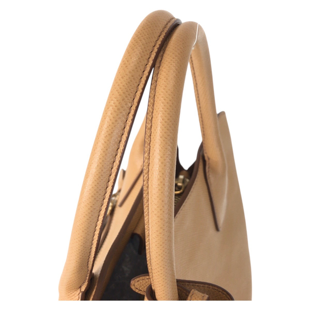 PRADA Handbag leather Beige Gold Metal Handbag Shoulder Bag 2way Safiano Women Used Authentic