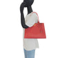 PRADA Tote Bag leather Red Gold Metal Tote Bag handbag Safiano Women Used Authentic