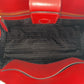 PRADA Tote Bag leather Red Gold Metal Tote Bag handbag Safiano Women Used Authentic