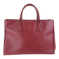 PRADA Tote Bag leather Red Gold Metal Tote Bag handbag Galleria Saffiano Triangle With logo Women Used Authentic