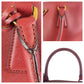 PRADA Tote Bag leather Red Gold Metal Tote Bag handbag Galleria Saffiano Triangle With logo Women Used Authentic