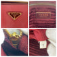 PRADA Tote Bag leather Red Gold Metal Tote Bag handbag Galleria Saffiano Triangle With logo Women Used Authentic