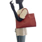 PRADA Tote Bag leather Red Gold Metal Tote Bag handbag Galleria Saffiano Triangle With logo Women Used Authentic
