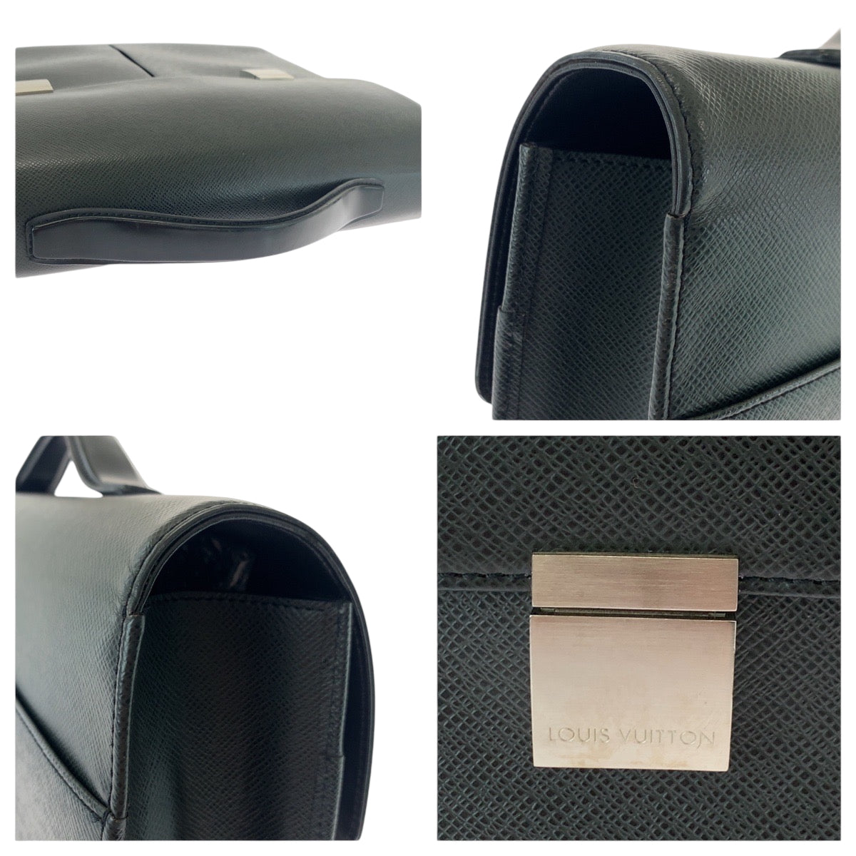 LOUIS VUITTON Business bag M30802 Taiga Ardoise Black SilverMetal Business bag handbag Taiga Kazan mens Used Authentic