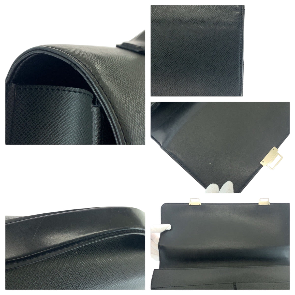 LOUIS VUITTON Business bag M30802 Taiga Ardoise Black SilverMetal Business bag handbag Taiga Kazan mens Used Authentic