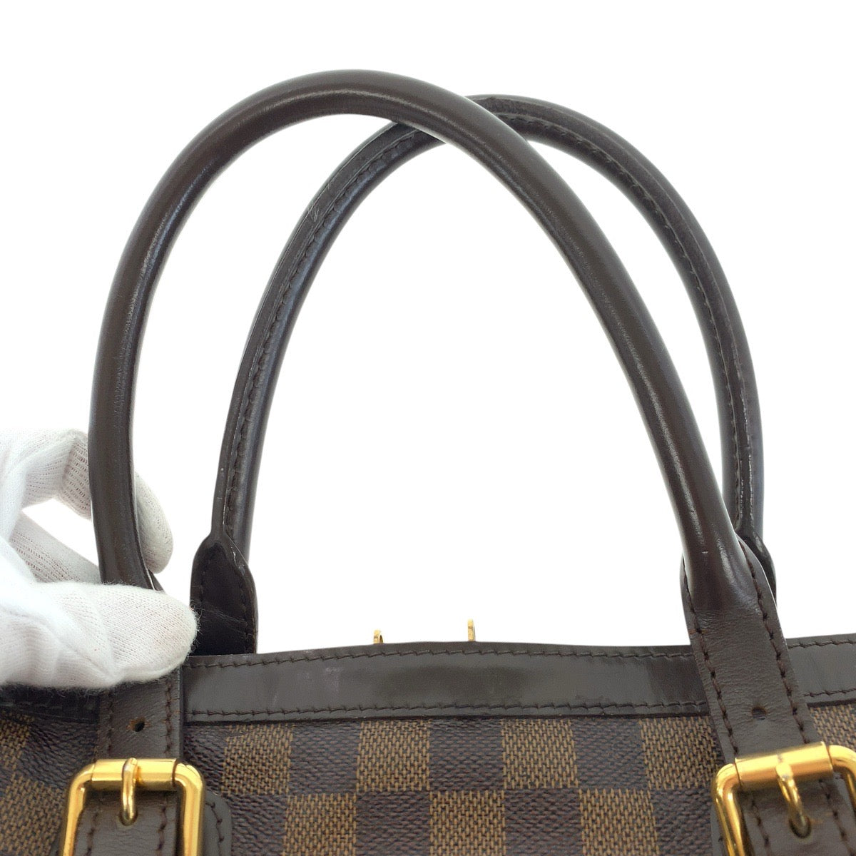 LOUIS VUITTON Handbag N52000 PVC, Leather Brown Gold Metal Handbags Mini Boston Duffel bag Damier Berkeley Women Used Authentic