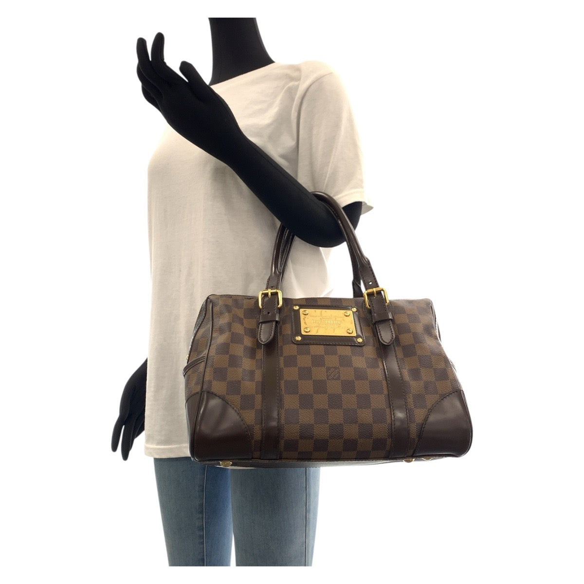 LOUIS VUITTON Handbag N52000 PVC, Leather Brown Gold Metal Handbags Mini Boston Duffel bag Damier Berkeley Women Used Authentic
