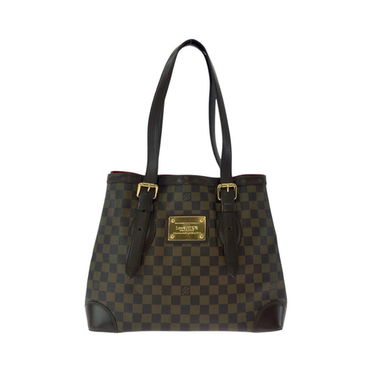 LOUIS VUITTON Tote Bag N51204 PVC Brown Gold Metal Tote Bag Shoulder Bag Damier HamsteadMM Women Used Authentic
