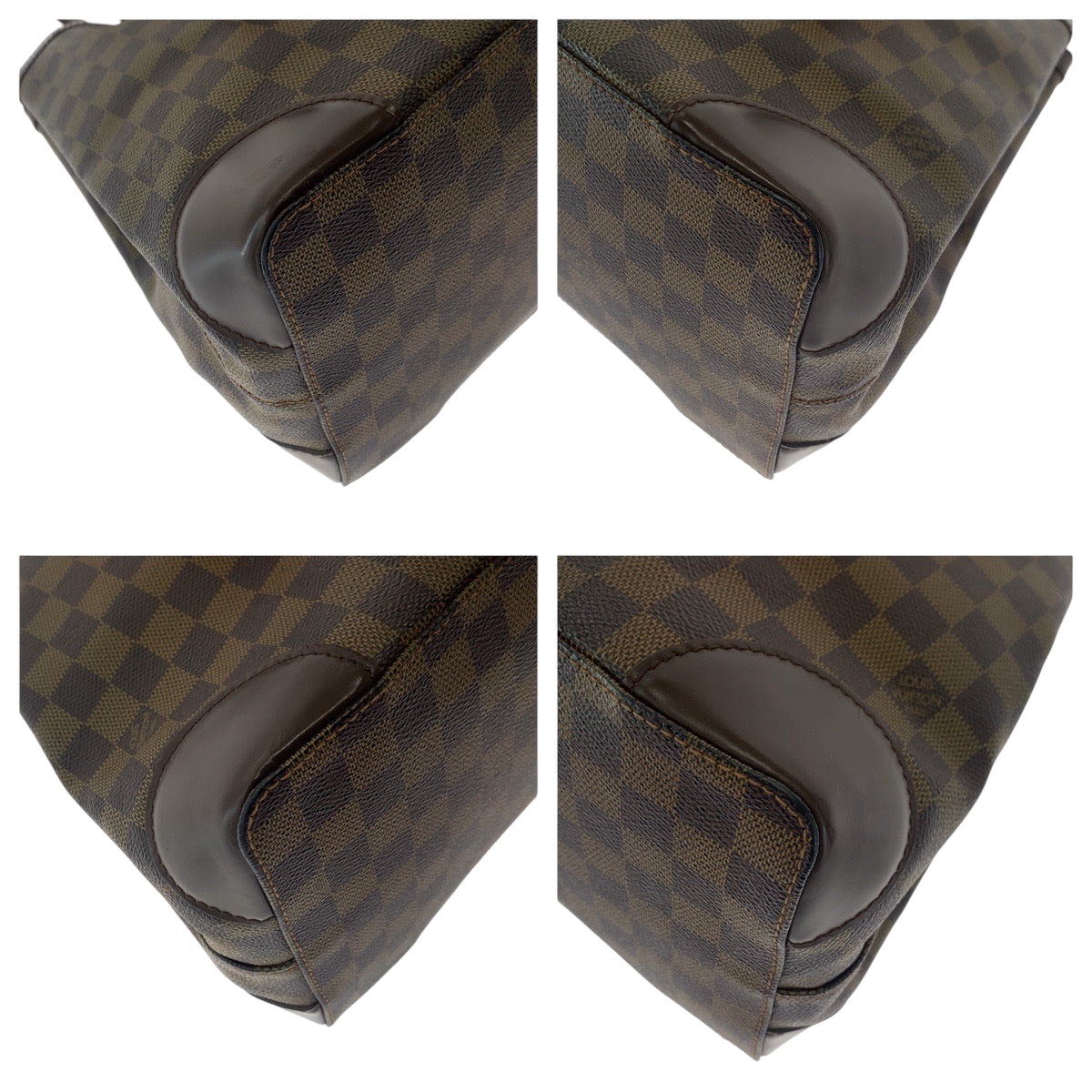 LOUIS VUITTON Tote Bag N51204 PVC Brown Gold Metal Tote Bag Shoulder Bag Damier HamsteadMM Women Used Authentic