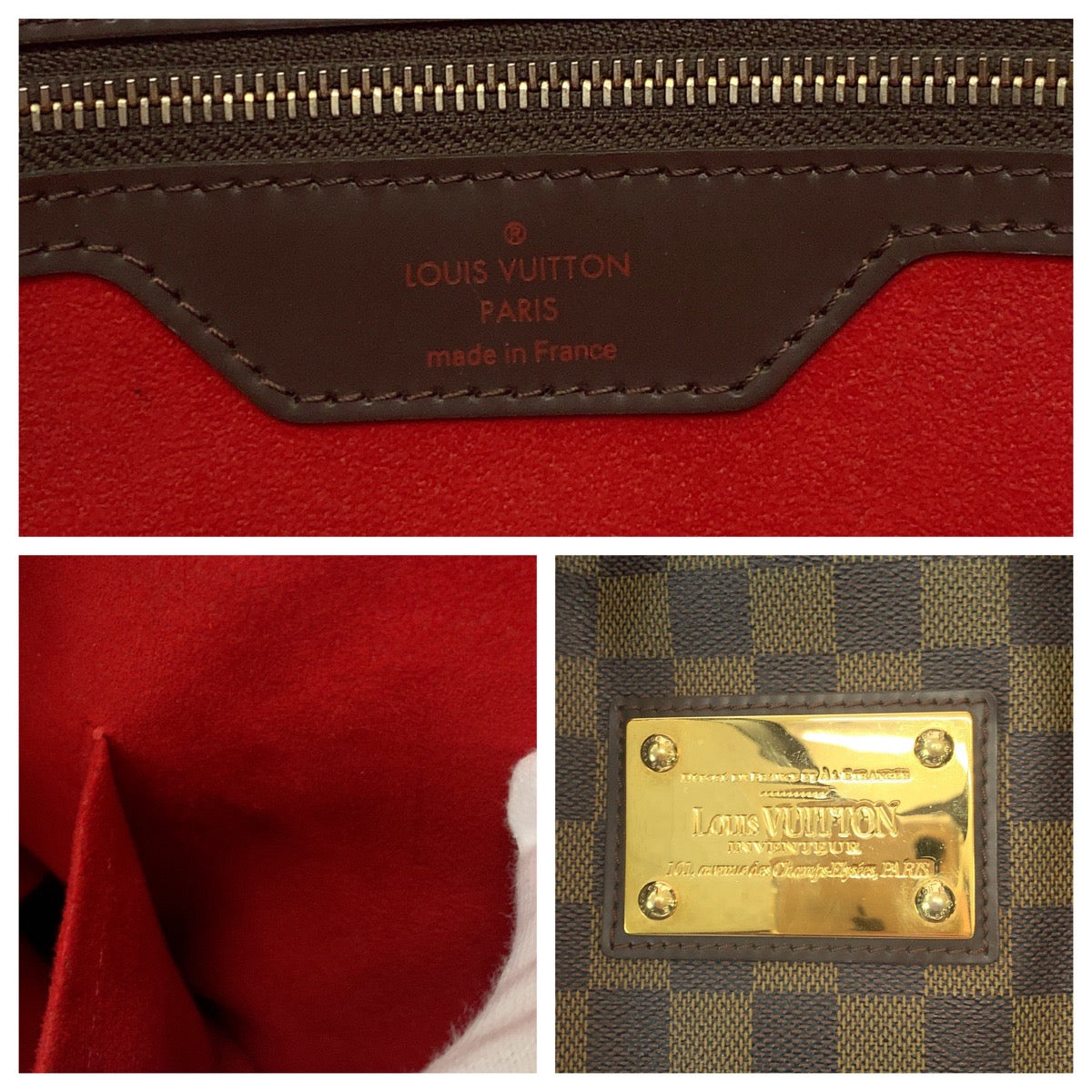 LOUIS VUITTON Tote Bag N51204 PVC Brown Gold Metal Tote Bag Shoulder Bag Damier HamsteadMM Women Used Authentic