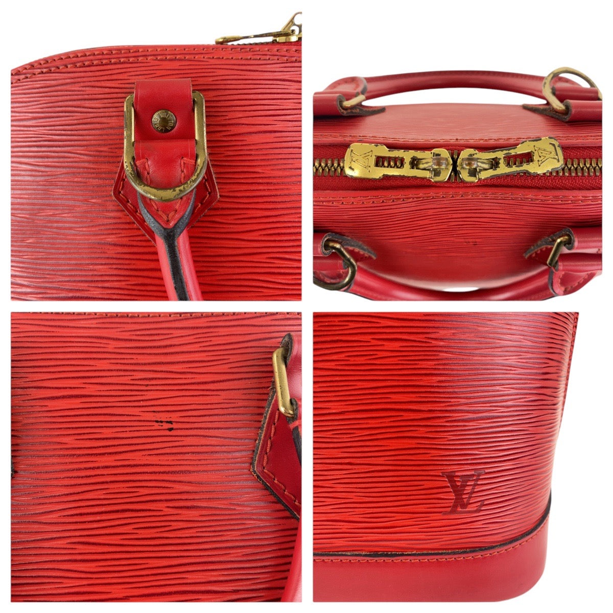 LOUIS VUITTON Handbag M40850 Epi Leather Red Gold Metal Handbag Tote Bag Epi Alma Women Used Authentic