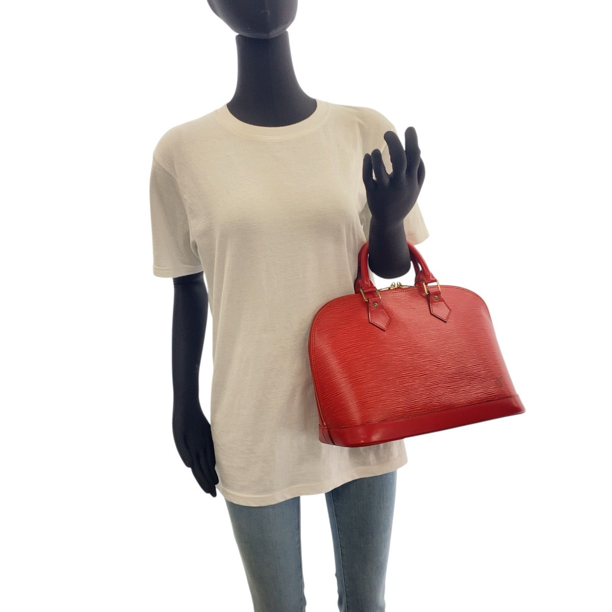 LOUIS VUITTON Handbag M40850 Epi Leather Red Gold Metal Handbag Tote Bag Epi Alma Women Used Authentic