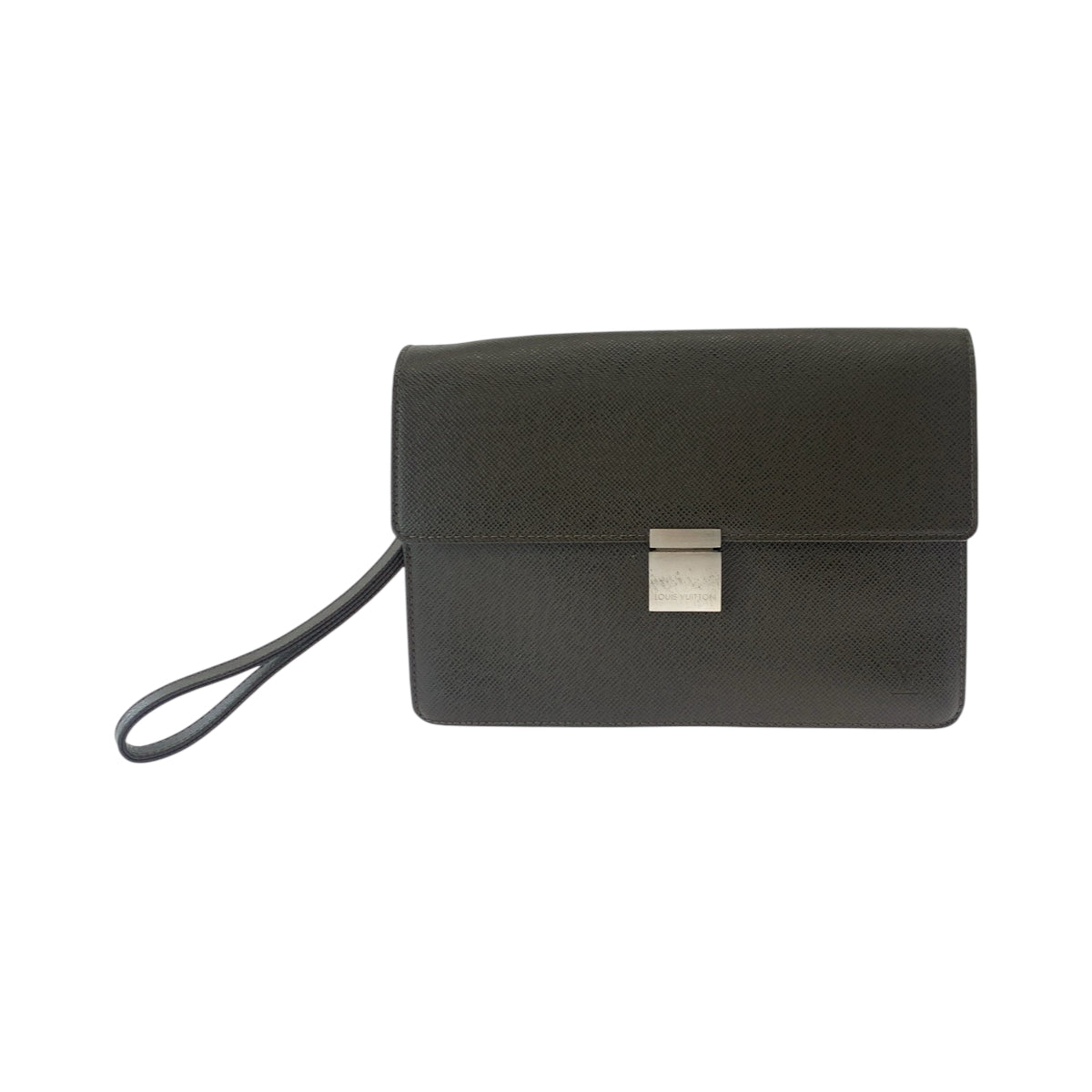 LOUIS VUITTON business bag M30786 Taiga Brown Silver Metal business bag clutch bag Taiga Selenga mens Used Authentic