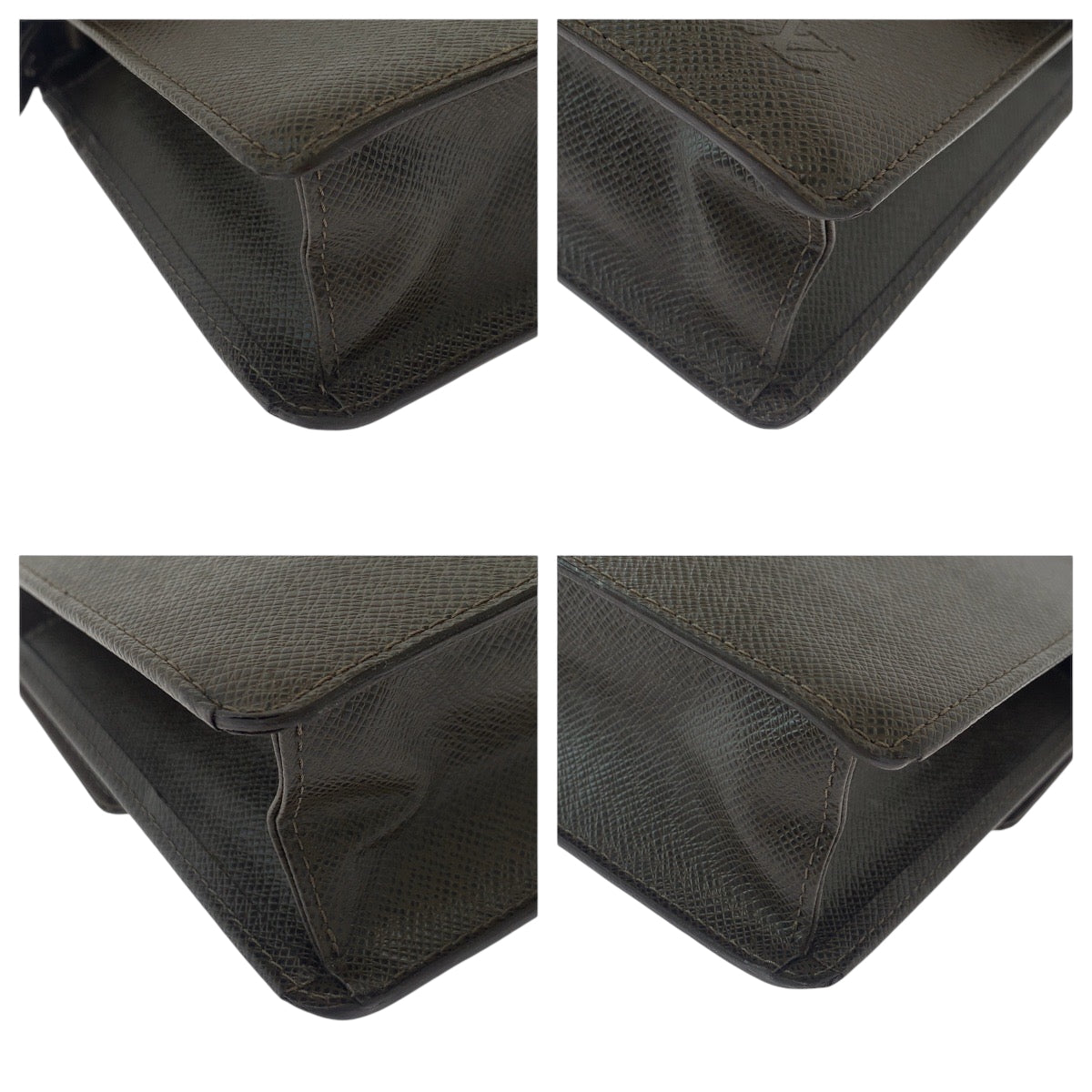 LOUIS VUITTON business bag M30786 Taiga Brown Silver Metal business bag clutch bag Taiga Selenga mens Used Authentic