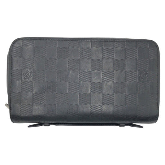 LOUIS VUITTON Long Wallet Purse N61254 PVC Black black Long Wallet Purse Long wallet business bag Damier Anfini Zippy XL mens Used Authentic