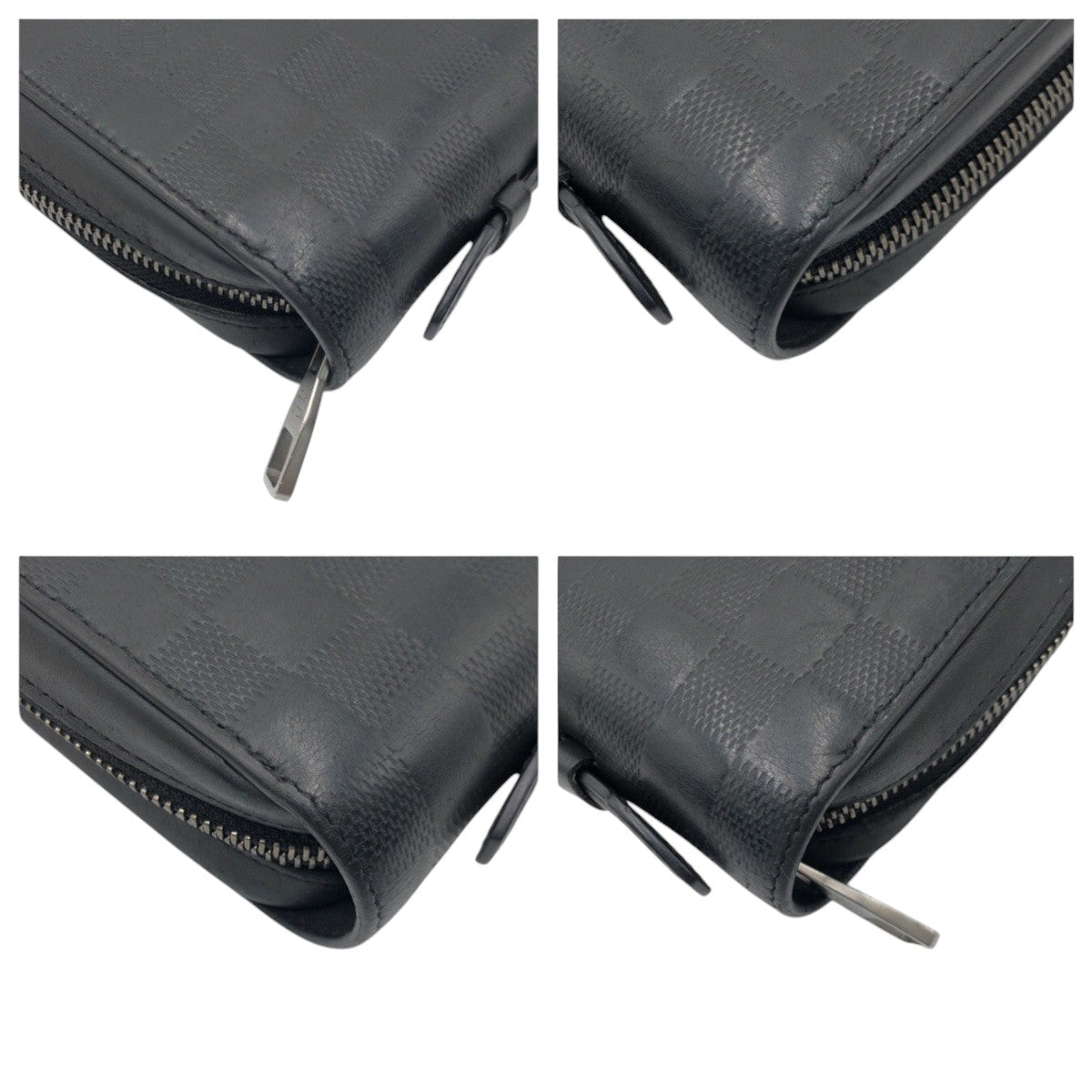 LOUIS VUITTON Long Wallet Purse N61254 PVC Black black Long Wallet Purse Long wallet business bag Damier Anfini Zippy XL mens Used Authentic