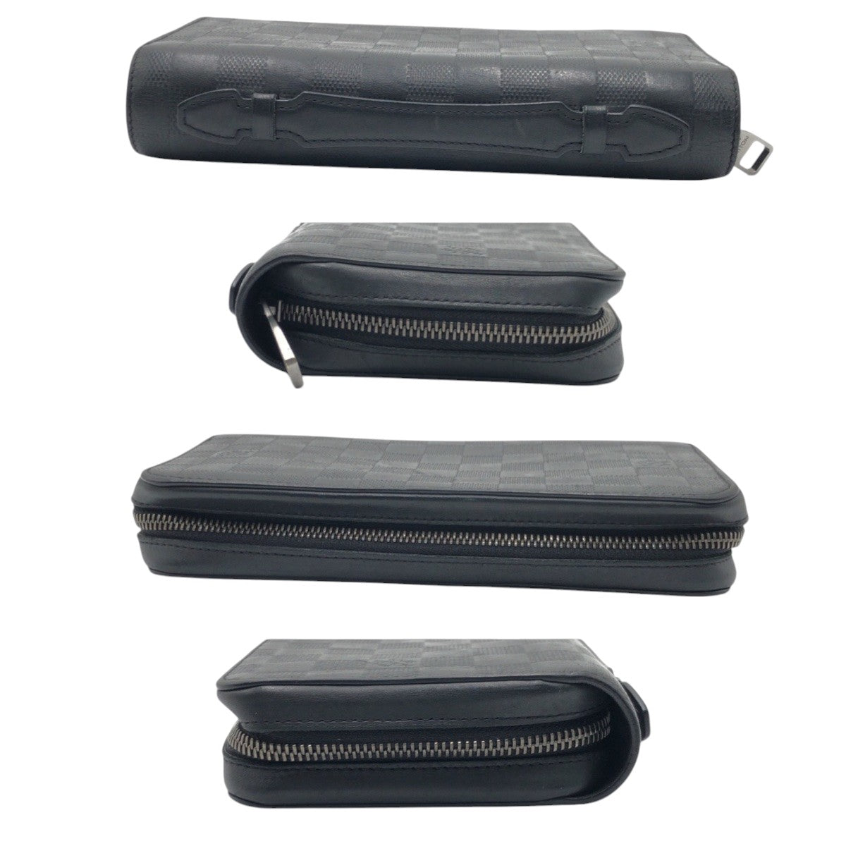 LOUIS VUITTON Long Wallet Purse N61254 PVC Black black Long Wallet Purse Long wallet business bag Damier Anfini Zippy XL mens Used Authentic