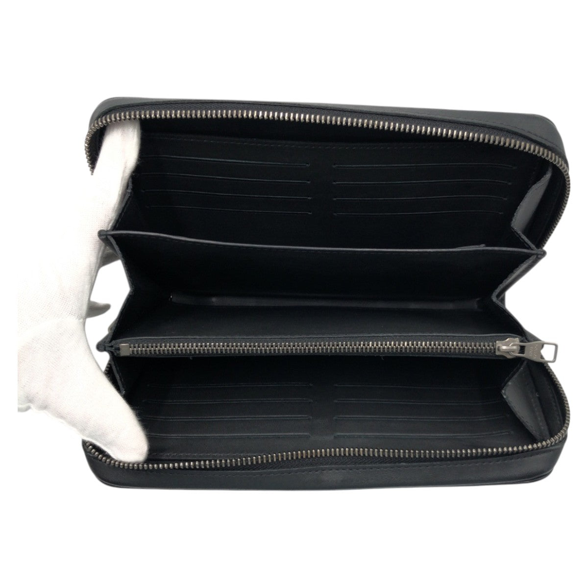 LOUIS VUITTON Long Wallet Purse N61254 PVC Black black Long Wallet Purse Long wallet business bag Damier Anfini Zippy XL mens Used Authentic