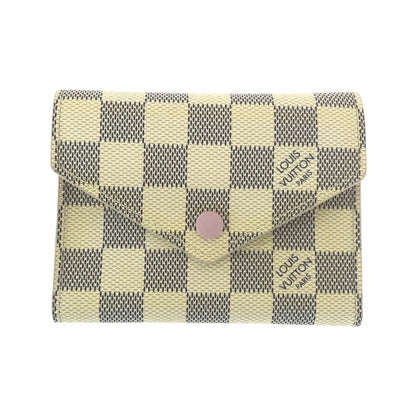 LOUIS VUITTON Tri-fold wallet N64022 PVC Beige Ivory Gold Metal Tri-fold wallet Compact wallet Damier Azur Portefeuille Victorine Women Used Authentic