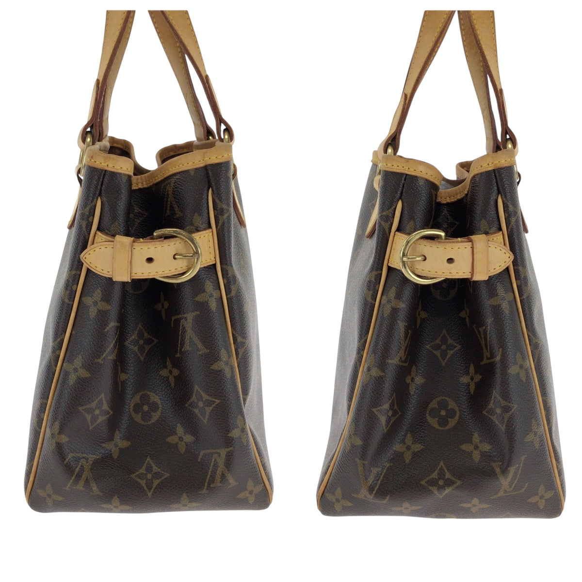 LOUIS VUITTON Handbag M51156 PVC Brown Gold Metal Handbag Tote Bag Monogram Batignolles Women Used Authentic