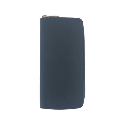 LOUIS VUITTON Long Wallet Purse M58865 leather Navy Blue Silver Metal Long Wallet Purse Taurillon Clemence Zippy Wallet Vertical mens Used Authentic