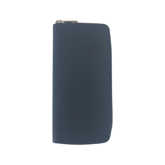 LOUIS VUITTON Long Wallet Purse M58865 leather Navy Blue Silver Metal Long Wallet Purse Taurillon Clemence Zippy Wallet Vertical mens Used Authentic