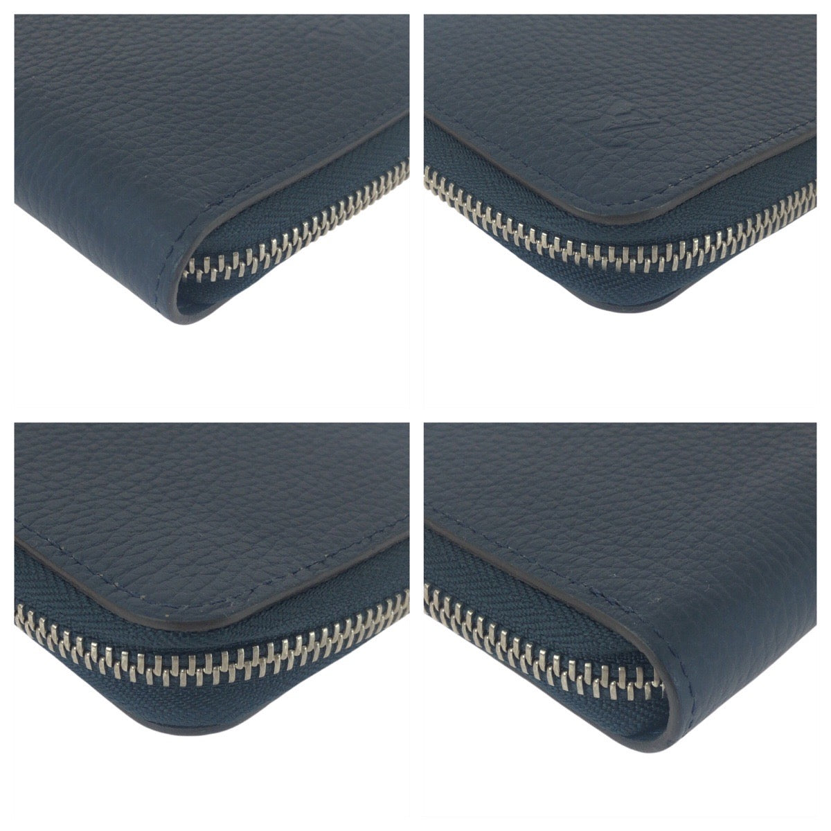 LOUIS VUITTON Long Wallet Purse M58865 leather Navy Blue Silver Metal Long Wallet Purse Taurillon Clemence Zippy Wallet Vertical mens Used Authentic
