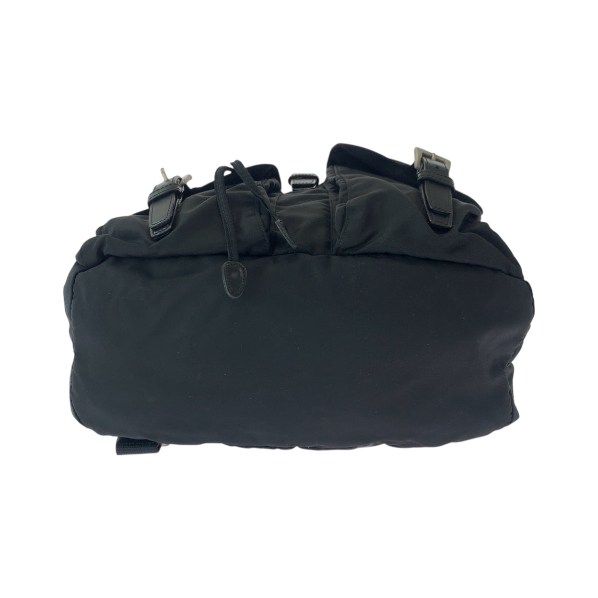 PRADA Backpack Nylon Black SilverMetal Backpack Backpack Test Triangle With logo Women Used Authentic