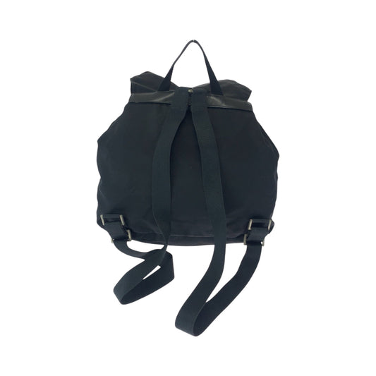 PRADA Backpack Nylon Black SilverMetal Backpack Backpack Test Triangle With logo Women Used Authentic