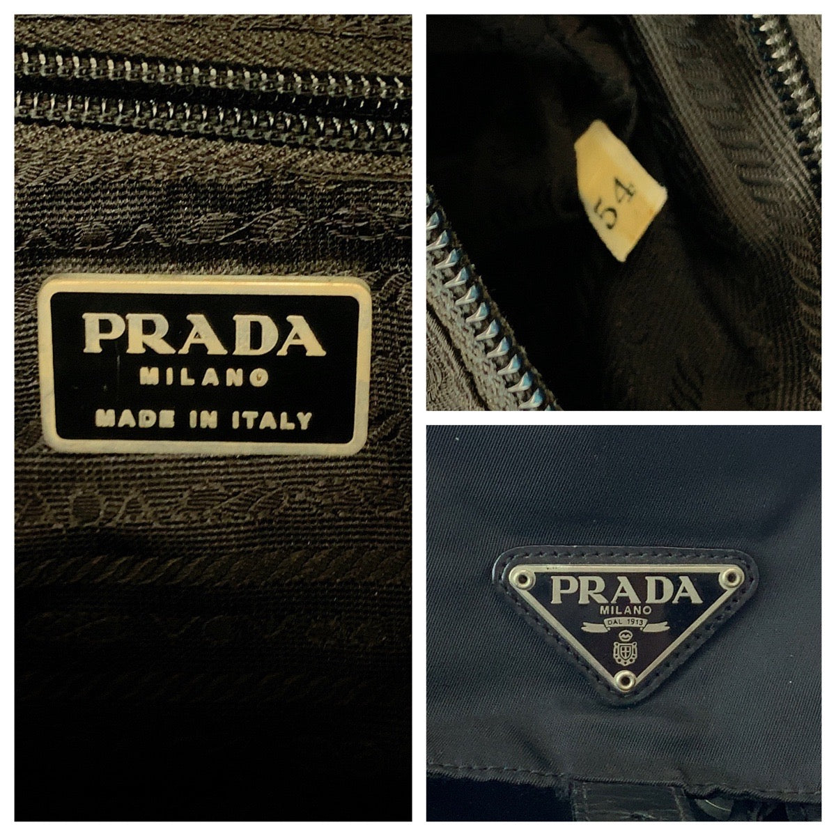 PRADA Backpack Nylon Black SilverMetal Backpack Backpack Test Triangle With logo Women Used Authentic