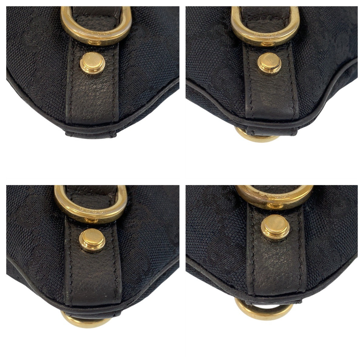 GUCCI Shoulder Bag 131326 GG canvas, leather Black GoldMetal Shoulder Bag Messenger bag Abbey Women Used Authentic