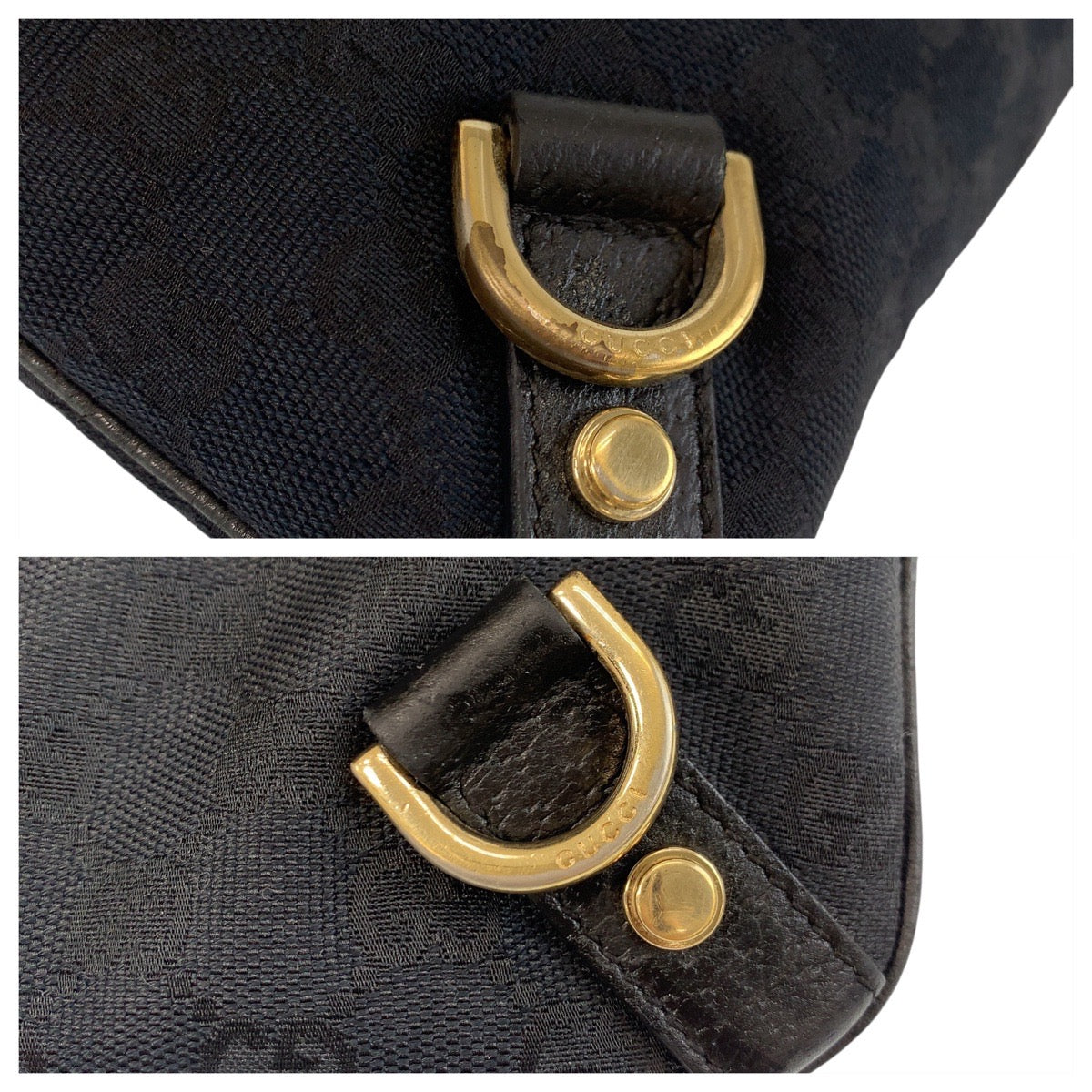 GUCCI Shoulder Bag 131326 GG canvas, leather Black GoldMetal Shoulder Bag Messenger bag Abbey Women Used Authentic