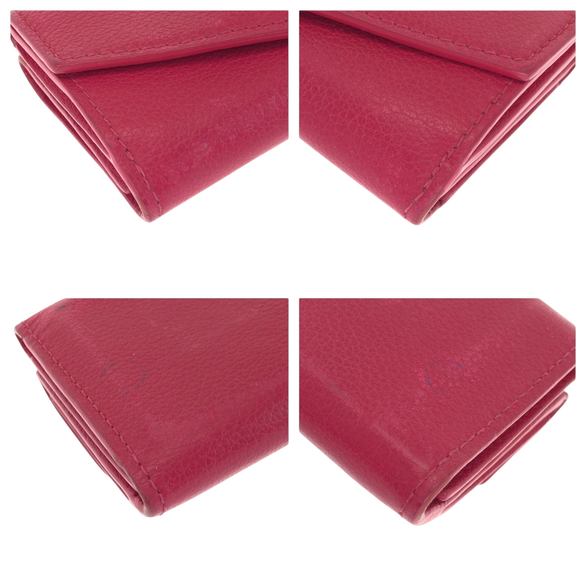 LOUIS VUITTON Tri-fold wallet M67858 leather Pink SilverMetal Folding wallet Compact wallet Portefeuille Rock Mini Women Used Authentic