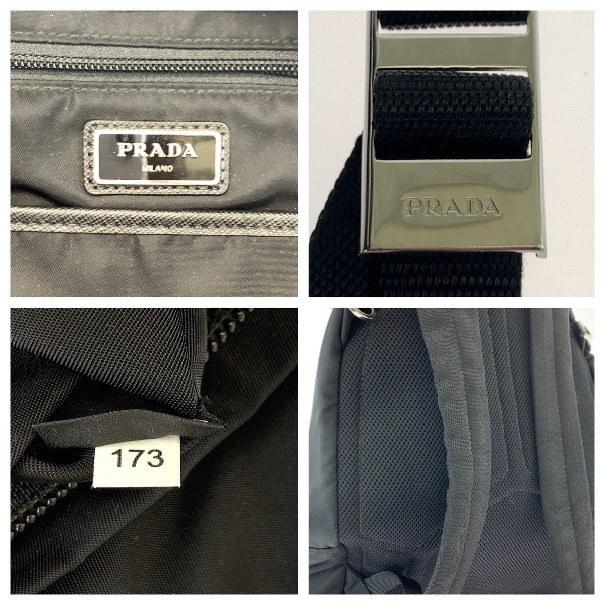 PRADA Backpack 2VZ135 Nylon Black Black Multicolor SilverMetal Backpack Backpack Test Logo patch mens Used Authentic
