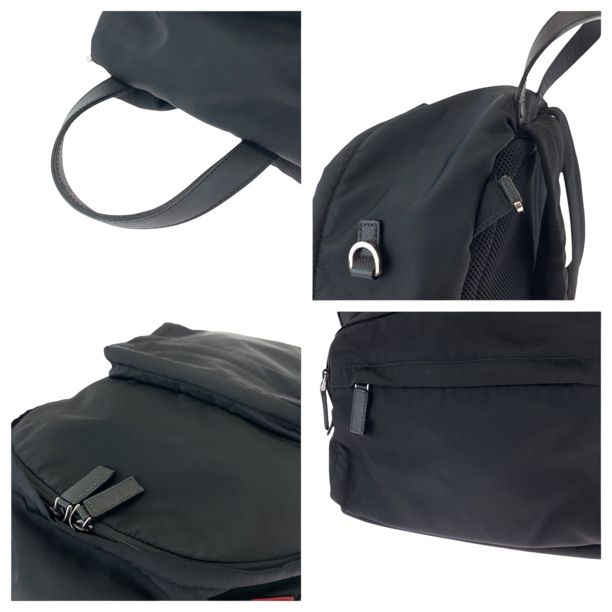 PRADA Backpack 2VZ135 Nylon Black Black Multicolor SilverMetal Backpack Backpack Test Logo patch mens Used Authentic