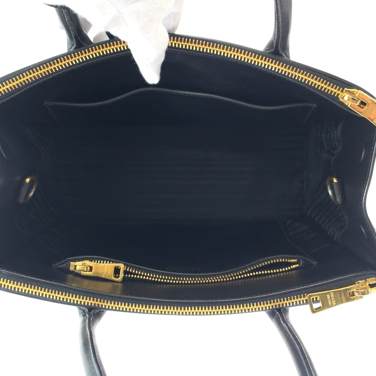 PRADA Handbag 1BA103 leather Black GoldMetal Handbag Tote Bag Paradigm Saffiano logo Women Used Authentic