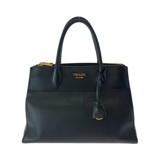 PRADA Handbag 1BA103 leather Black GoldMetal Handbag Tote Bag Paradigm Saffiano logo Women Used Authentic