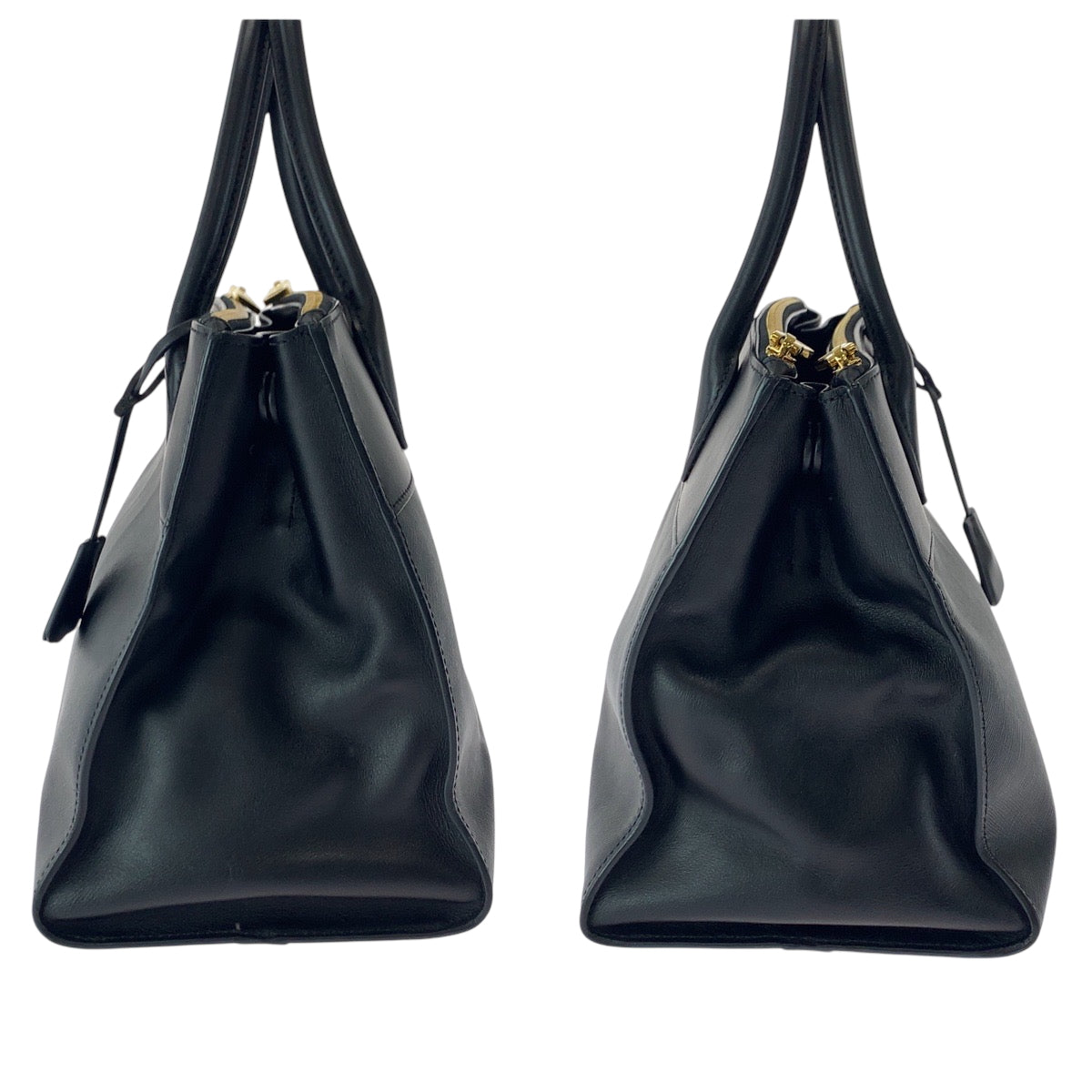 PRADA Handbag 1BA103 leather Black GoldMetal Handbag Tote Bag Paradigm Saffiano logo Women Used Authentic