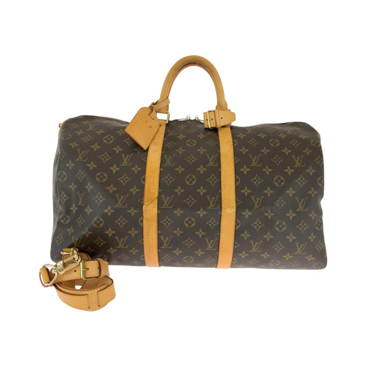 LOUIS VUITTON Shoulder Bag M41416 PVC Brown Gold Metal Shoulder Bag Boston Duffel bag 2way Monogram Keepall 50 bandouliere mens(Unisex) Used Authentic