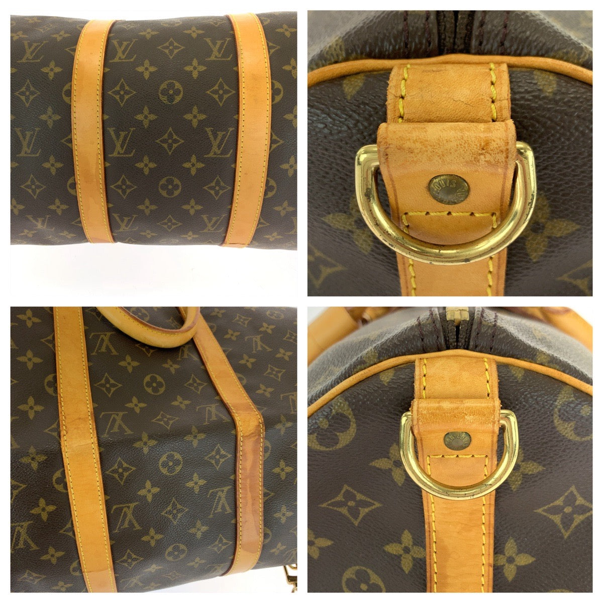 LOUIS VUITTON Shoulder Bag M41416 PVC Brown Gold Metal Shoulder Bag Boston Duffel bag 2way Monogram Keepall 50 bandouliere mens(Unisex) Used Authentic