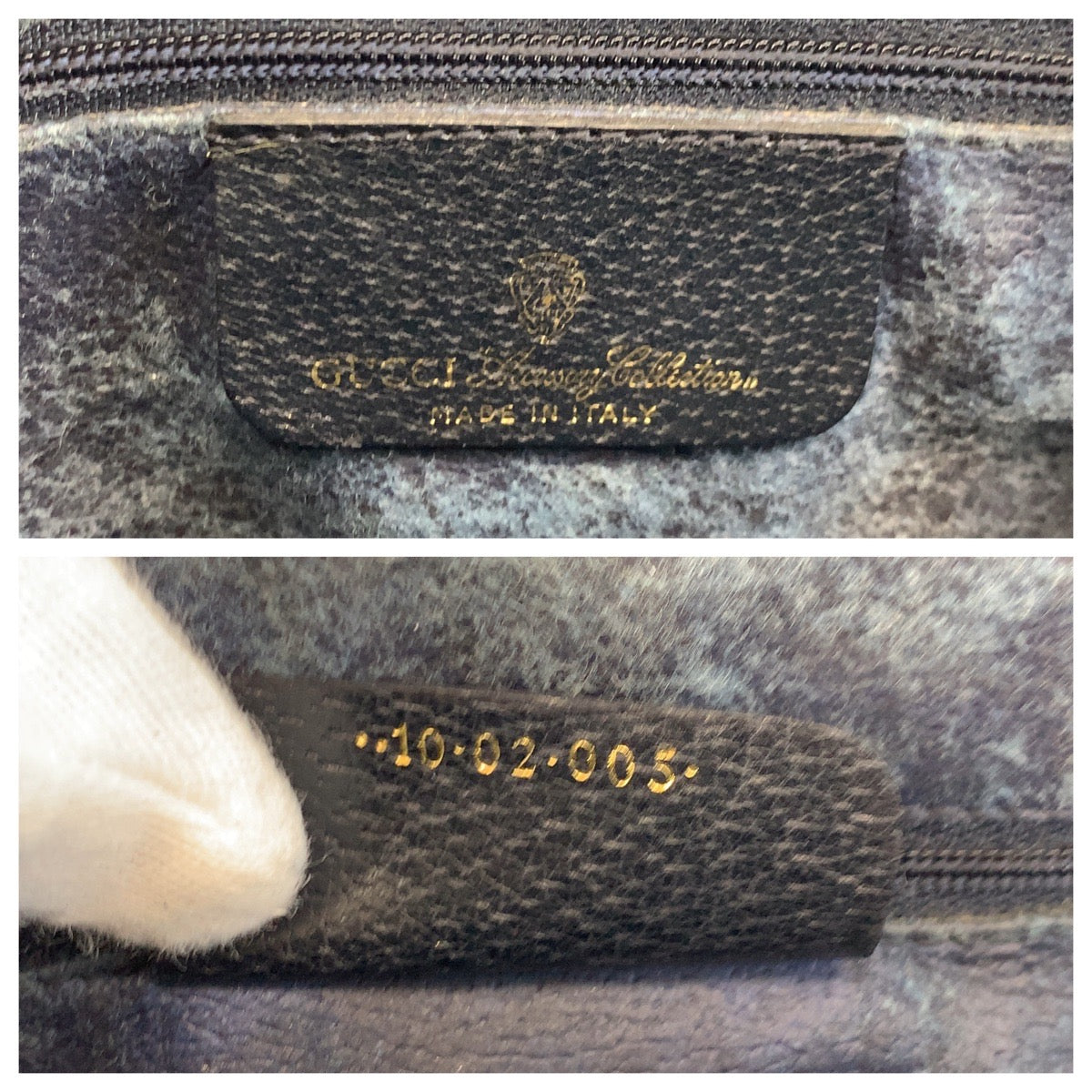 GUCCI Shoulder Bag 10 02 005 GG Supreme canvas, leather Gray Navy Gold Metal Shoulder Bag pochette Sherry Line Old Gucci Women Used Authentic