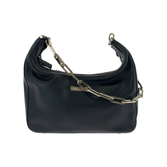 GUCCI Shoulder Bag 001 3873 leather Black SilverMetal Chain Shoulder Bag Hobo Women Used Authentic