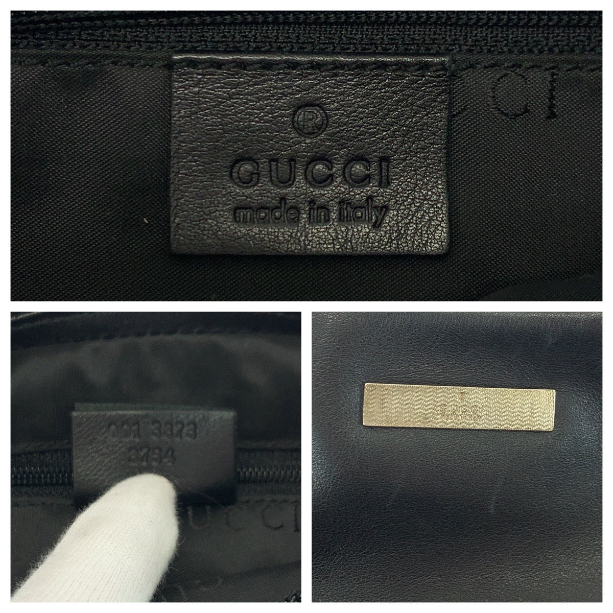 GUCCI Shoulder Bag 001 3873 leather Black SilverMetal Chain Shoulder Bag Hobo Women Used Authentic