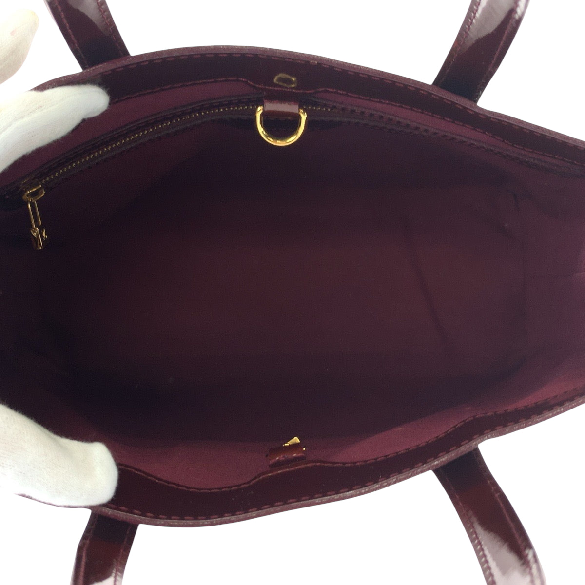 LOUIS VUITTON Handbag M93641 Monogram Vernis Amaranth Brown Gold Metal Handbag Tote Bag Monogram Vernis Wilsher PM Women Used Authentic