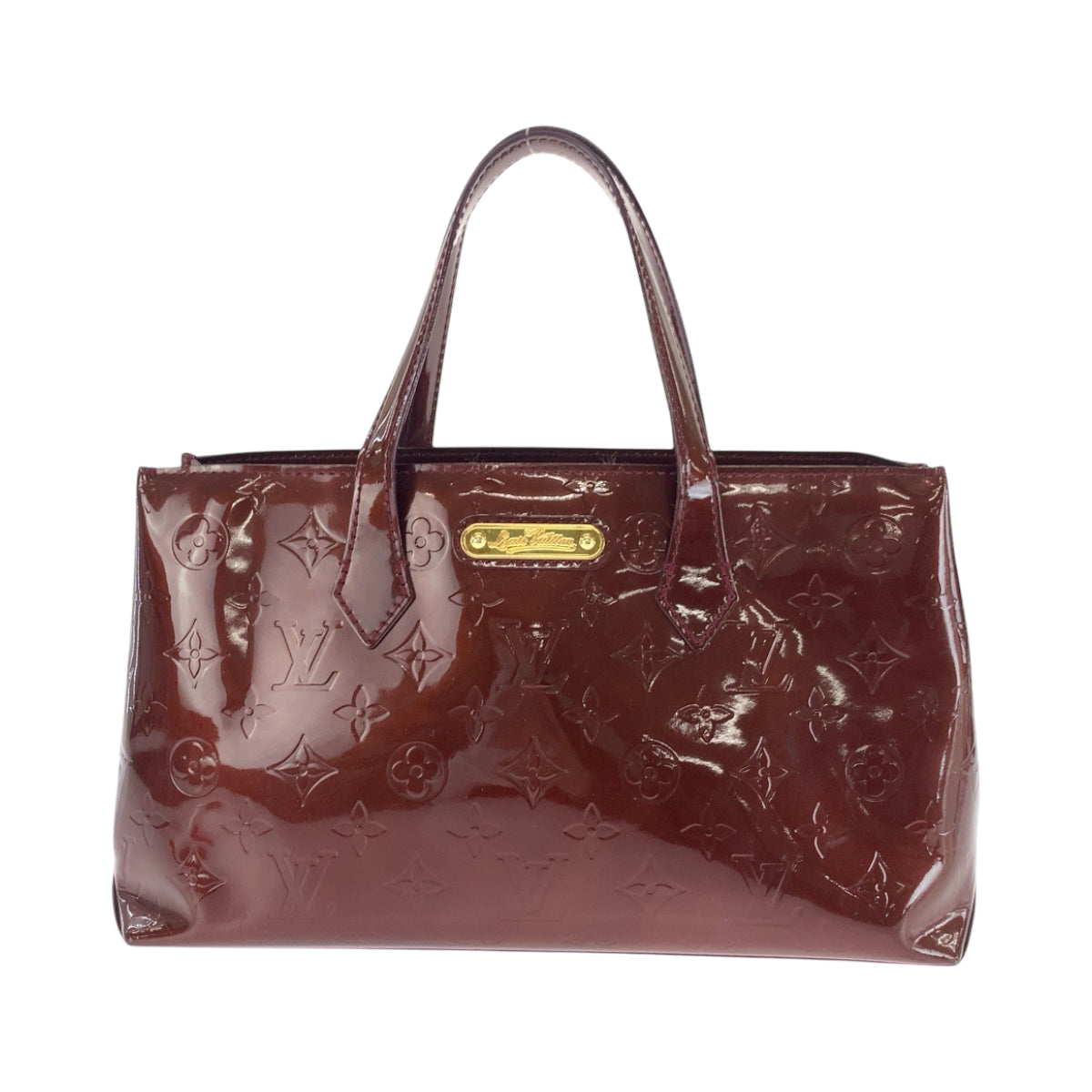 LOUIS VUITTON Handbag M93641 Monogram Vernis Amaranth Brown Gold Metal Handbag Tote Bag Monogram Vernis Wilsher PM Women Used Authentic