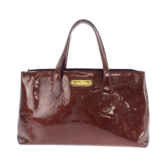 LOUIS VUITTON Handbag M93641 Monogram Vernis Amaranth Brown Gold Metal Handbag Tote Bag Monogram Vernis Wilsher PM Women Used Authentic