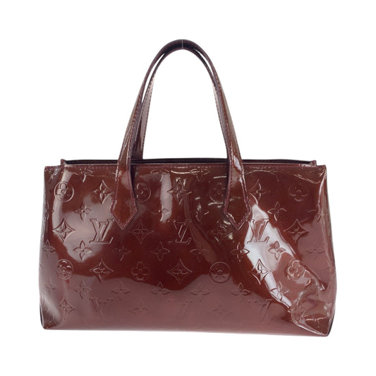 LOUIS VUITTON Handbag M93641 Monogram Vernis Amaranth Brown Gold Metal Handbag Tote Bag Monogram Vernis Wilsher PM Women Used Authentic